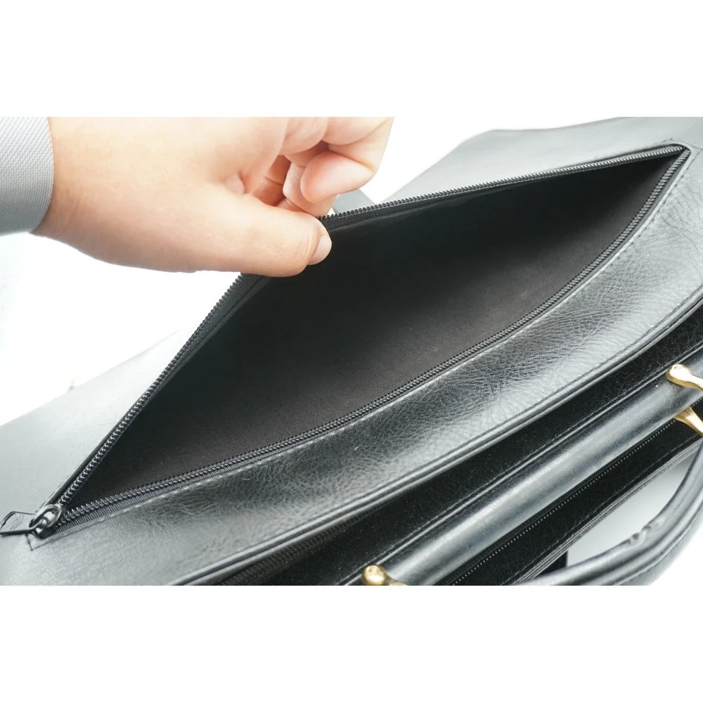 Dooney & Bourke All Weather Leather Briefcase Black Gold Hardware Vintage Bag